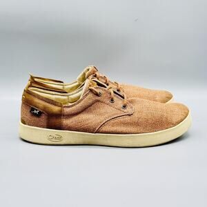 Chaco Shoes Mens 9.5 Brown Canvas Cotton Lace Up Low Top Casual Sneakers Comfort